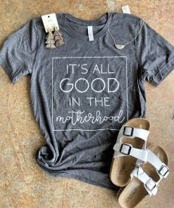 TEN Dollar Boutique Short Sleeves S-3X Good In The Motherhood- Heather Charcoal