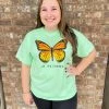 TEN Dollar Boutique Short Sleeves S-3X Be The Change Butterfly- Mint