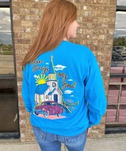 TEN Dollar Boutique Long Sleeves S-3X Then Sings My Soul- Royal Blue