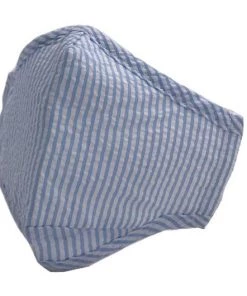 TEN Dollar Boutique Accessories Blue Seer Sucker Face Mask- Adult