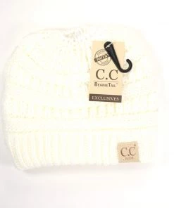 TEN Dollar Boutique C.C Beanies Kid's C.C Messy Bun Beanie- Ivory