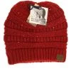 TEN Dollar Boutique Accessories Red Sequin Messy Bun Beanie 1 TEN Dollar Boutique Accessories Red Sequin Messy Bun Beanie