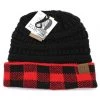 TEN Dollar Boutique Accessories Red/Black Plaid Messy Bun Beanie