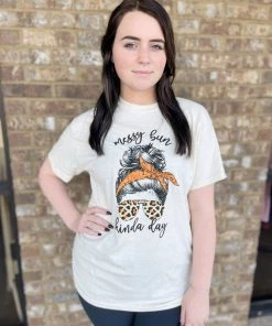 TEN Dollar Boutique Short Sleeves S-3X Messy Bun- Natural