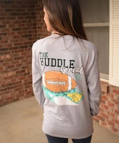 TEN Dollar Boutique Long Sleeves S-3X Huddle Is Real Long Sleeve - Heather Gray