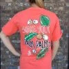 TEN Dollar Boutique Short Sleeves S-3X Palm Palms - Short Sleeve - Bright Salmon