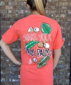 TEN Dollar Boutique Short Sleeves S-3X Palm Palms - Short Sleeve - Bright Salmon